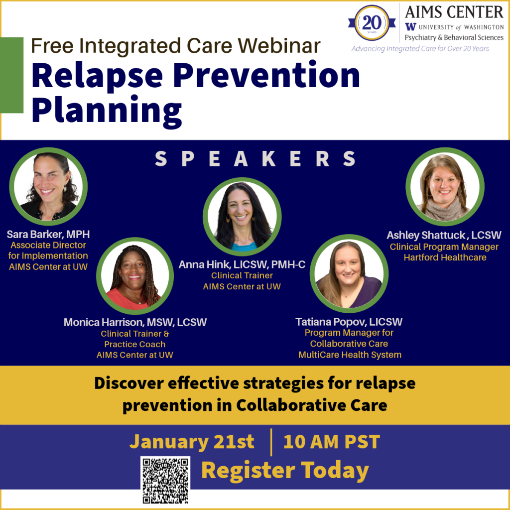 Free Integrated Care Webinar: Relapse Prevention Planning. Discover effective strategies for relapse prevention in Collaborative Care. 